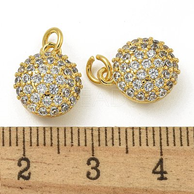 Rack Plating Brass Micro Pave Clear Cubic Zirconia Charms KK-Z067-23G-01-1