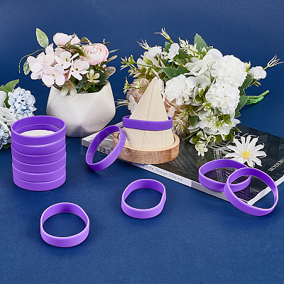 Flat Plain Silicone Cord Bracelet for Men Women BJEW-WH0016-32E-1