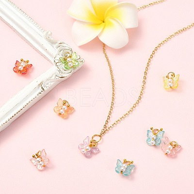 50Pcs Transparent Acrylic with ABS Plastic Pearl Charms PALLOY-CJ00181-1