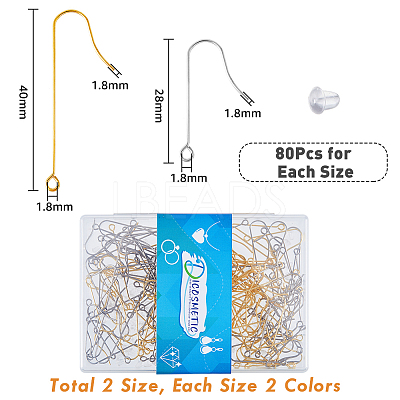160Pcs 4 Style 316 Surgical Stainless Steel Earring Hooks STAS-DC0011-39-1