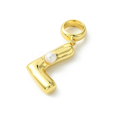 Rack Plating Brass with ABS Plastic Pearl European Dangle Charms KK-G501-02L-G-1