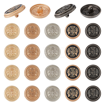 40Pcs 5 Styles 1-Hole Alloy Shank Buttons FIND-DC0005-77A-1
