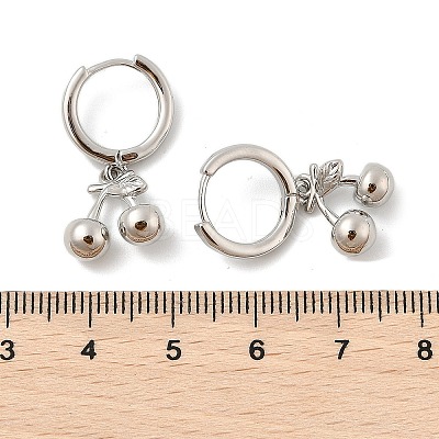 Brass Cherry Hoop Earrings EJEW-M077-19P-02-1