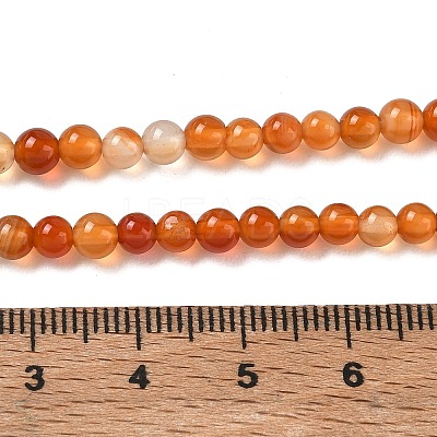 Round Natural Red Agate Bead Strands G-M257-4mm-26-1