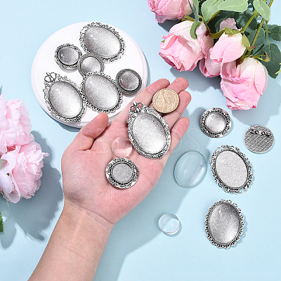 5Pcs Vintage Tibetan Alloy Brooch Cabochon Bezel Settings FIND-YW0009-70-1