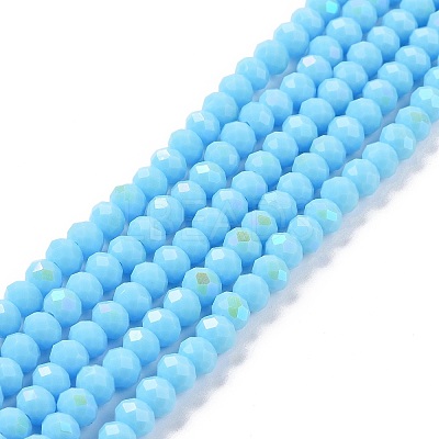 Electroplate Opaque Solid Color Glass Beads Strands EGLA-A034-P10mm-L11-1