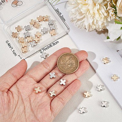 40Pcs 2 Colors Brass Beads KK-BBC0007-64-1