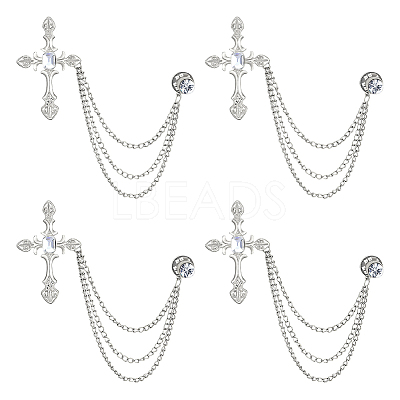 Cross Alloy Rhinestone Lapel Pin Backs JEWB-WH0051-057P-1