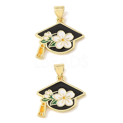 Graduation Season Brass Enamel Pendants KK-CBAF2EC-03G-C-1