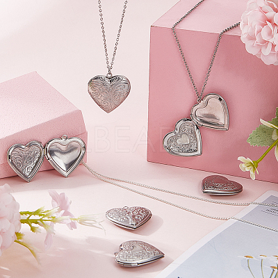 12Pcs 3 Styles 316 Stainless Steel Locket Pendants STAS-SC0007-55-1