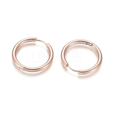 Ion Plating(IP) 304 Stainless Steel Huggie Hoop Earrings EJEW-F111B-23mm-RG-1