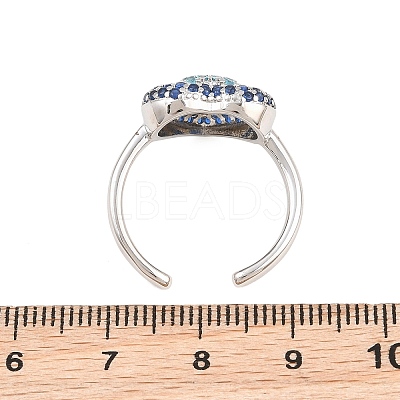 Heart Brass Micro Pave Cubic Zirconia Cuff Open Rings for Women CU-CBA0A21-01P-01-1