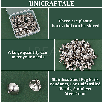 304 Stainless Steel Peg Bails Pendants STAS-UN0002-26P-1