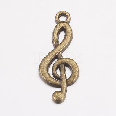 Tibetan Style Alloy Treble Clef Pendants X-TIBEP-R315-AB-FF-1