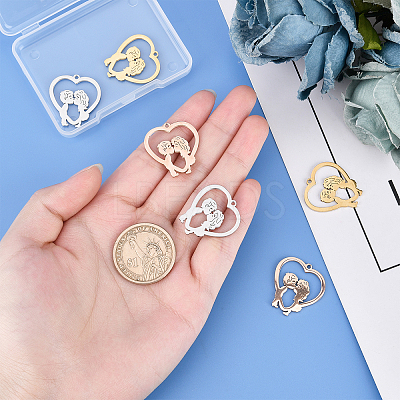 6Pcs 3 Colors 304 Stainless Steel Pendants STAS-UN0030-37-1