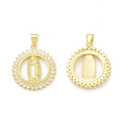 Rack Plating Brass Micro Pave Clear Cubic Zirconia Pendants KK-C011-38G-1