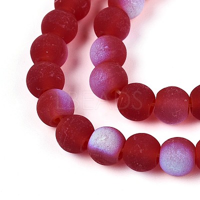 Frosted Transparent Glass Beads Strands GLAA-T032-T6mm-MBB20-1