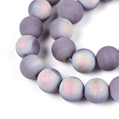 Frosted Opaque Glass Beads Strands GLAA-T032-P10mm-MBB07-1