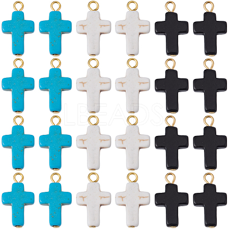 60Pcs 3 Colors Dyed Synthetic Turquoise Pendants FIND-BM0001-60B-1