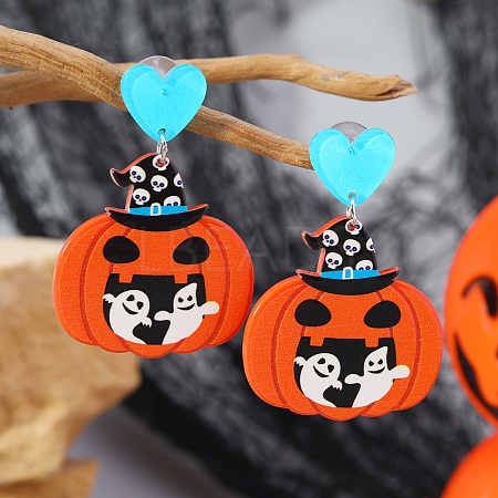 Funny Heart with Pumpkin Acrylic Fashion Stud Earrings BY9721-3-1