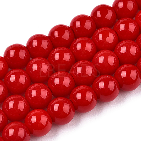 Opaque Solid Color Glass Beads Strands GLAA-T032-P8mm-04-1
