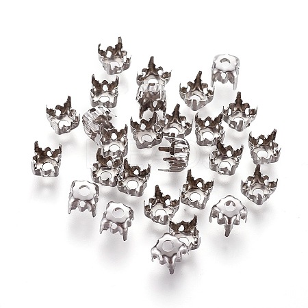 Square Brass Sew on Prong Settings KK-O084-05-6x6mm-1
