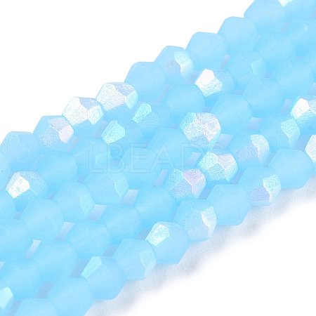Imitation Jade Bicone Frosted Glass Bead Strands LS-EGLA-A039-J2mm-MB03-1