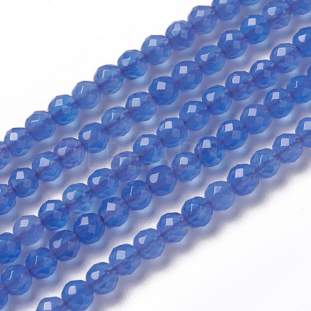 Natural Blue Agate Beads Strands G-F596-12C-4mm-1