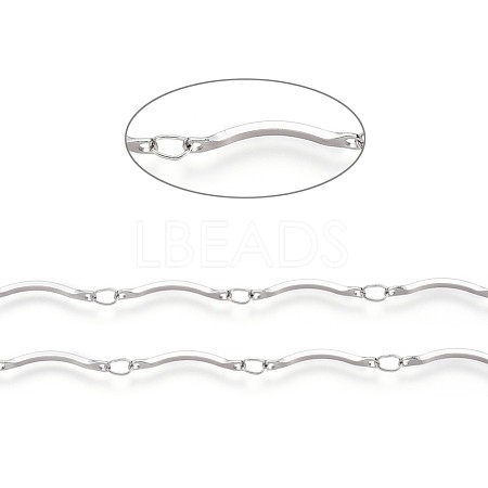 Handmade 304 Stainless Steel Scalloped Bar Link Chains CHS-L024-006P-1