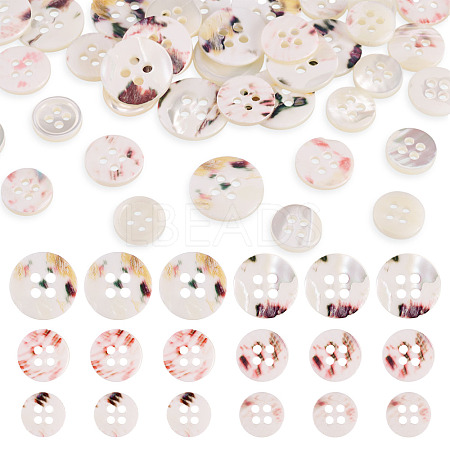 45Pcs 3 Style 4-Holes Shell Buttons BUTT-TA0001-27-1