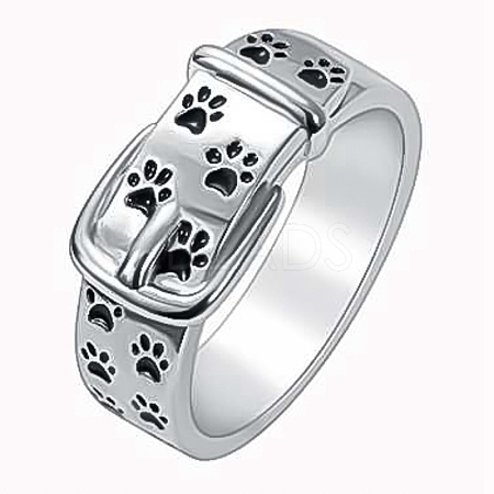 Dog Paw Print Pattern Enamel Finger Ring ANIM-PW0001-058B-1