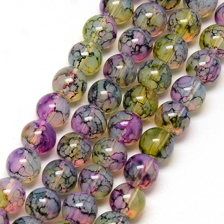 Baking Painted Glass Beads Strands DGLA-Q023-6mm-DB59-1