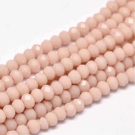 Faceted Rondelle Glass Beads Strands X-GLAA-I033-4mm-23-1