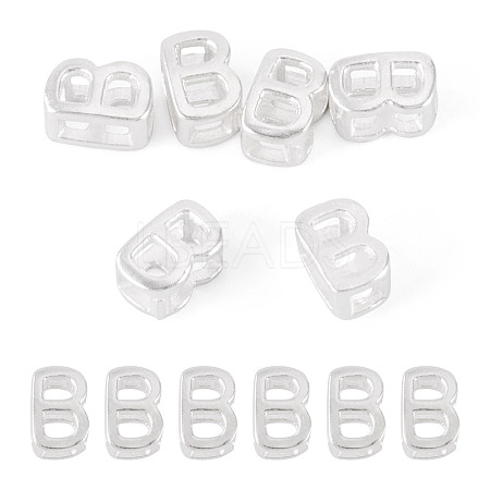 6Pcs 925 Sterling Silver Hollow Initial Beads STER-TA0001-53B-1