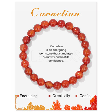 Synthetic Carnelian Beaded Stretch Bracelets PW-WG7FE75-04-1-1