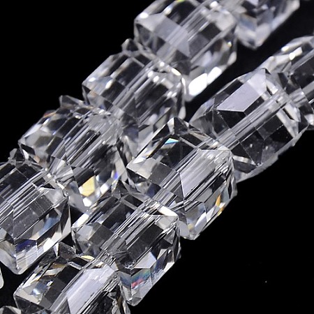 Faceted Cube Shaped Crystal Glass Beads Strands GLAA-F008-F01-1