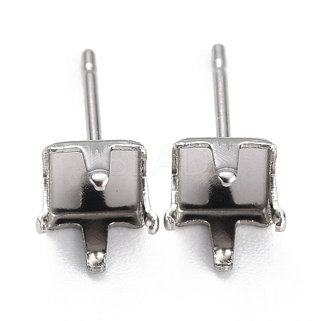 304 Stainless Steel Stud Earring Settings STAS-B004-04P-D-1