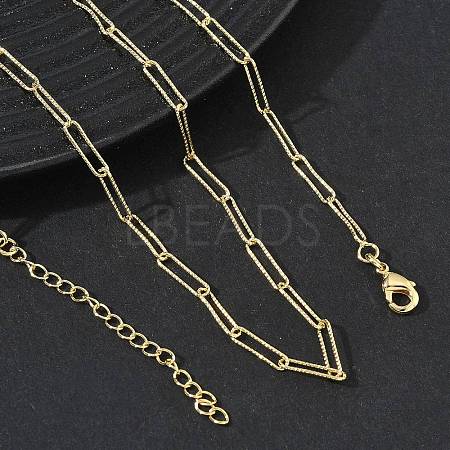 2.7MM Brass Textured Paperclip Chain Necklaces for Women KK-CBA2293-19G-1