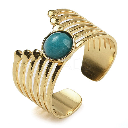Natural Amazonite Finger Rings RJEW-U027-02G-02-1