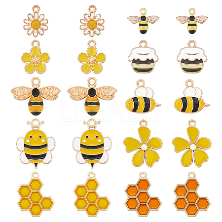 40Pcs 10 Styles Alloy Enamel Pendants ENAM-SC0004-70-1
