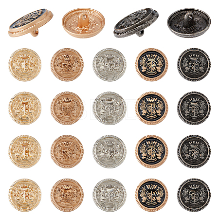 40Pcs 5 Styles 1-Hole Alloy Shank Buttons FIND-DC0005-77A-1
