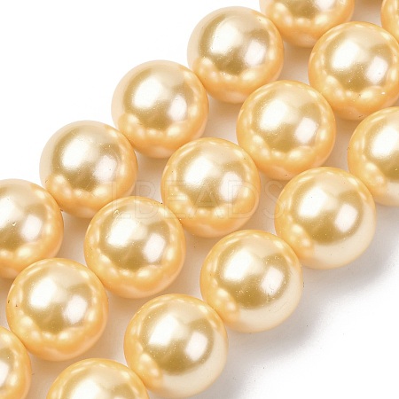 Electroplated Shell Pearl Beads Strands BSHE-G041-16mm-01-1