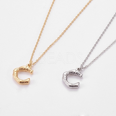 304 Stainless Steel Initial Pendant Necklaces NJEW-L155-14-1