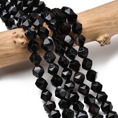 Natural Black Banded Agate/Striped AgateBeads Strands G-Z119-A03-02-1