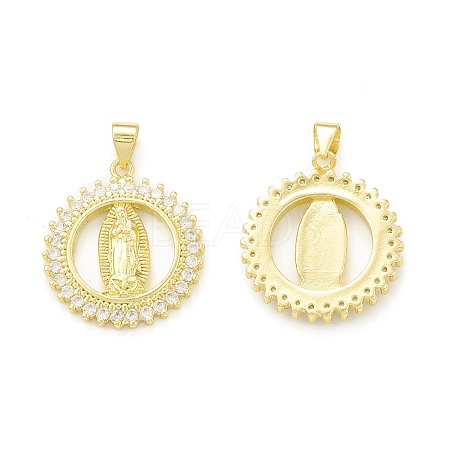 Rack Plating Brass Micro Pave Clear Cubic Zirconia Pendants KK-C011-38G-1