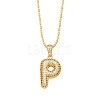 Brass Micro Pave Cubic Zirconia Pendant Necklaces PW-WG99827-16-1