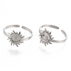 Non-Tarnish 304 Stainless Steel Sun Cuff Rings LS-RJEW-N038-116P-2