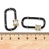 Oval Brass Micro Pave Clear Cubic Zirconia Locking Carabiner KK-H256-01G-4