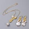 Natural Baroque Pearl Keshi Pearl Pendant Necklaces & Dangle Earring Jewelry Sets SJEW-JS01074-1