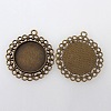 Vintage Tibetan Style Alloy Flower Pendant Cabochon Bezel Settings X-TIBEP-M018-118AB-NF-2